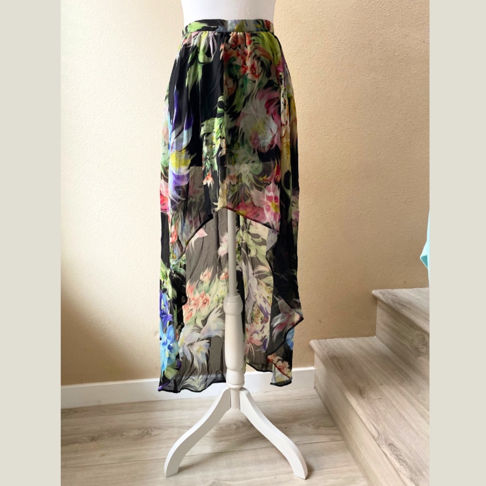 Topshop High Low Skirt Floral Tropical Size 2